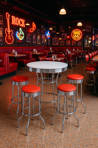 Retro white chrome - table, w